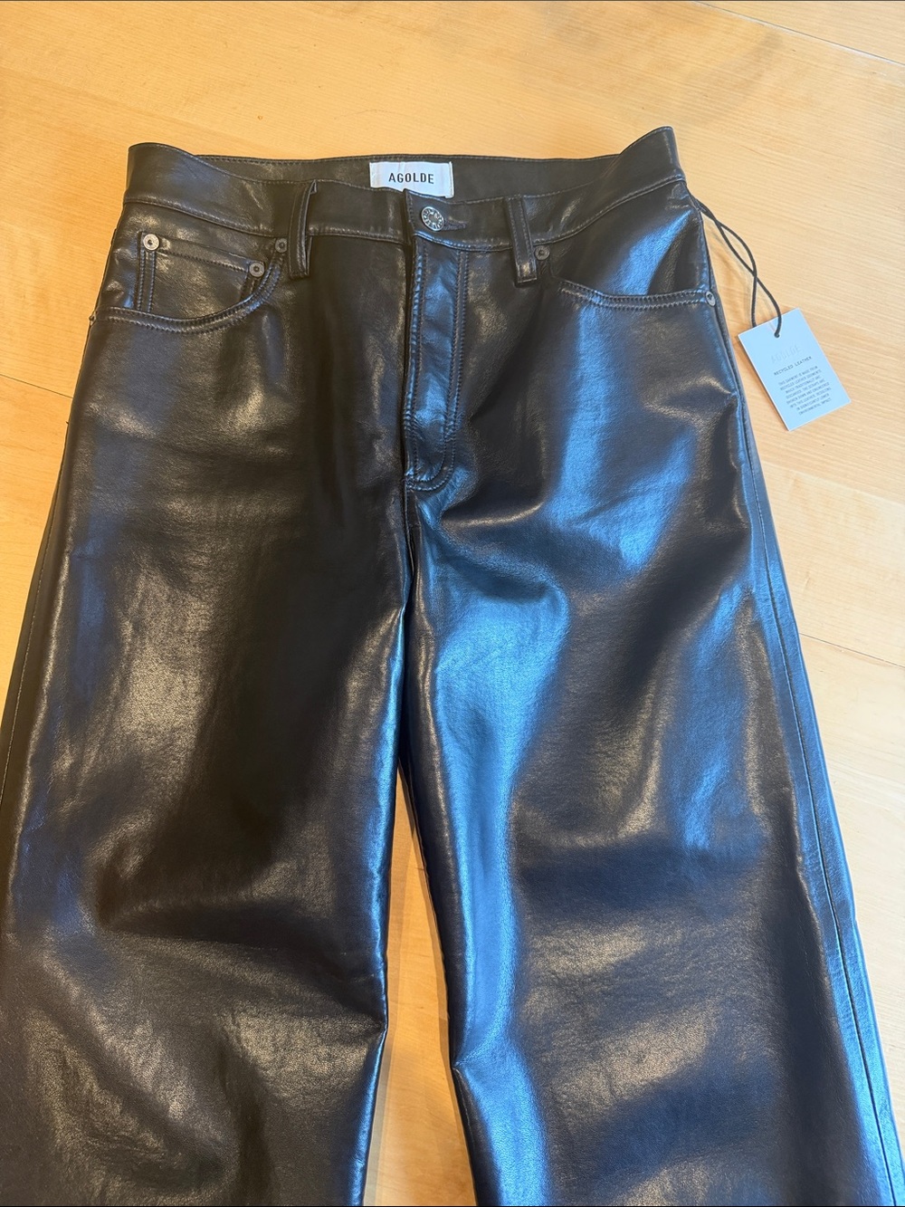 Agolde Black Recycled Leather Straight Women’s Jeans